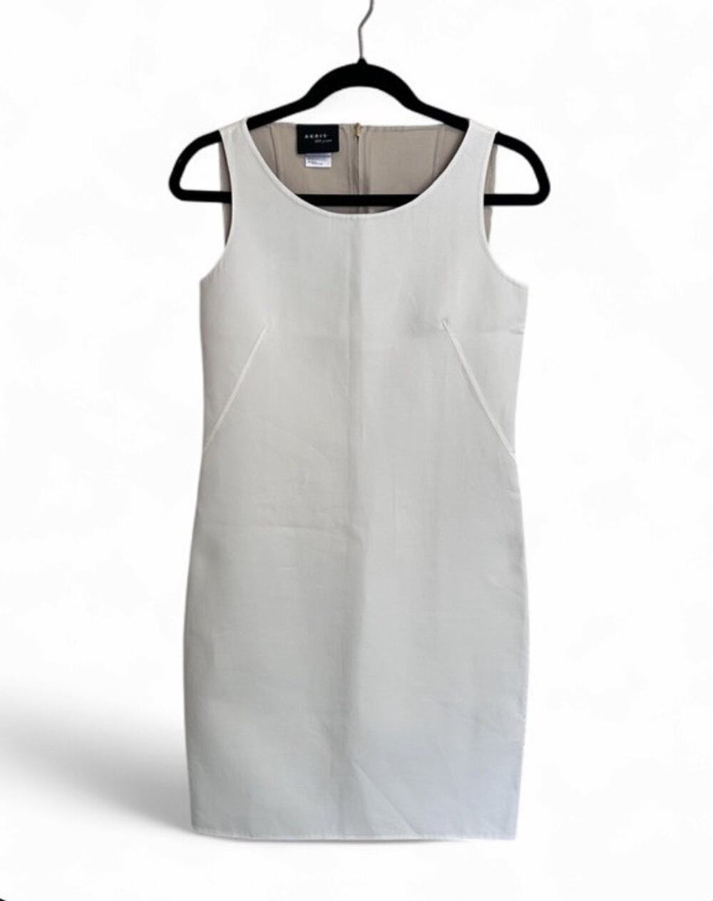 Akris White Sheath Dress Double Faced Cotton Mulberry Silk Blend Women’s US 2